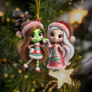 Chibi Women Christmas Home Decor Christmas Ornament, Personalized Ornament