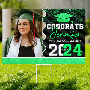 Congrats Class Of 2024, Custom Color, Your Photo And Texts, Personalized Lawn Sign, Yard Sign, Gift For Graduation