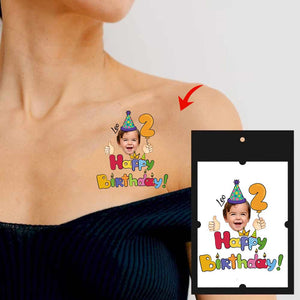 Kid Birthday Party, Custom Photo And Text Temporary Tattoo, Personalized Tattoo, Fake Tattoo