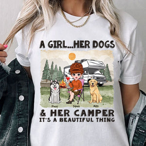 A Girl And Her Dogs Beautiful Thing - Gift For Camping Lovers - Personalized T-Shirt