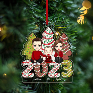 Family And Christmas Tree With Baby and Dog, Merry Christmas 2023 - Personalized Acrylic Ornament - Gift For Family, Xmas Gift