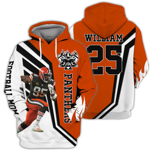 Personalized Hoodie American Football Mascot School Spirit - Custom Name And Photo - Personalized 3D Shirt