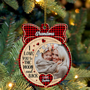 Personalized Custom Wooden Ornament - I Love You To The Moon And Back - Gift For Family