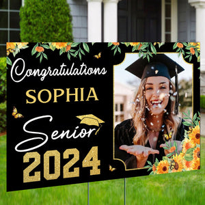 Congratulation 2024 Custom Background, Photo And Texts - Personalized Lawn Sign, Yard Sign, Gift For Graduation