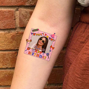 Birthday Tattoo, Custom Photo And Text Temporary Tattoo, Personalized Tattoo, Fake Tattoo