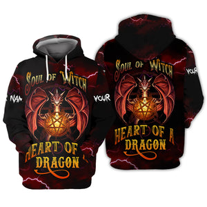 Dragon -  Soul Of A Witch Heart Of A Dragon - Custom Name - Personalized 3D Shirt, Halloween Gift