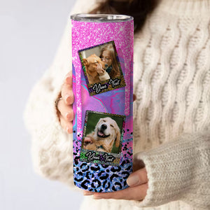 Dog Mama, Custom Dog Photo Tumbler, Skinny Tumbler, Gift For Dog Lover