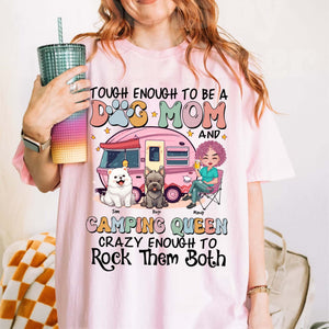 Dog Mom Camping Queen- Custom Appearances And Names - Personalized T-Shirt - Gift For Camping, Gift For Pet Lover