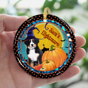 Halloween Seasons - Nightmare - Custom Photo And Name - Personalized Ceramic Ornament - Gift For Pet Lover