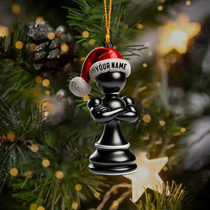 Black And White Chess Christmas Ornament, Personalized Ornament