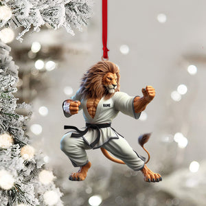 Lion Karate Christmas Ornament, Personalized Ornament