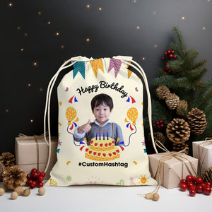 Birthday Gift Custom Photo And Text, Personalized String Bag