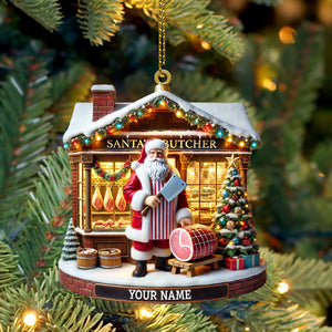 Santa Butcher House Home Decor Christmas Ornament, Personalized Ornament