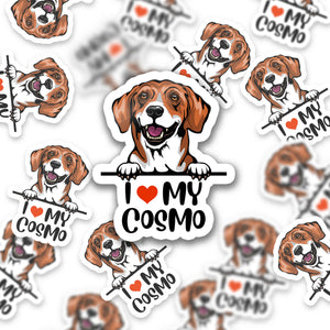 I Love My Dog - Personalized Sticker, Gift For Dog Lovers