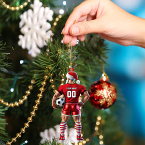 Soccer Santa Christmas Ornament, Personalized Ornament