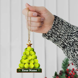 Tennis Ball Tree Christmas Ornament, Personalized Ornament