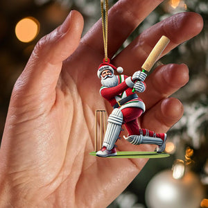 Cricket Ball Santa Pose Christmas Ornament, Personalized Ornament