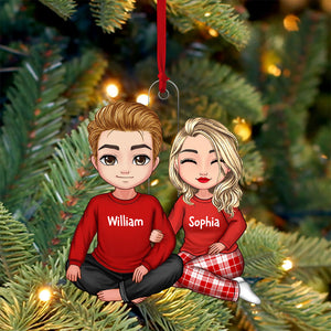 Christmas Couple - Custom Photo And Names, Personalized Acrylic Ornament - Gift For Christmas, Family Gift, Gift For Couple