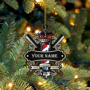 Custom Barber Shop Ornament, Personalized Ornament