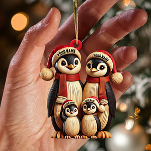 Penguin Family Christmas Ornament, Personalized Ornament