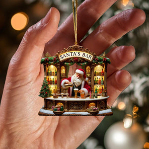 Santa's Bar Christmas Ornament, Bartender Ornament, Personalized Ornament