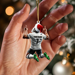 Santa Football Player Christmas Ornament, Personalized Ornament