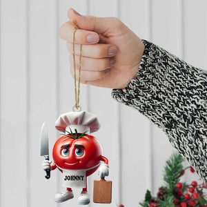 Tomato Chef Christmas Ornament, Personalized Ornament