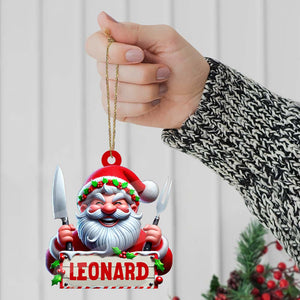 Custom Name Chef Ornament, Santa Chef Gift for Cooking Lover