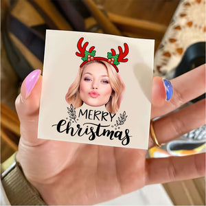 Merry Christmas, Custom Photo And Hat Temporary Tattoo, Personalized Tattoo, Fake Tattoo