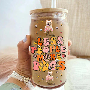 Less People More Dogs - Personalized Glass Bottle, Frosted Bottle, Gift For Dog Lover