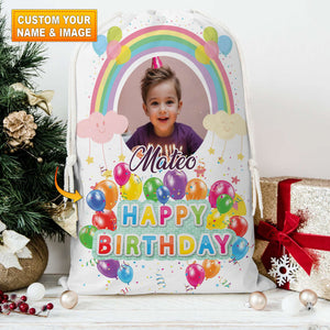 Happy Birthday Balloon Design Bag Personalized Christmas String Bag