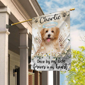 One By My Side Forever In My Hearts - Personalized Pet Photo & Name Flag - Gift For Pet Lovers