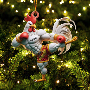 Chicken Muay Thai Christmas Ornament, Personalized Ornament