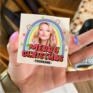 Rainbow Christmas, Custom Photo And Texts Temporary Tattoo, Personalized Tattoo, Fake Tattoo