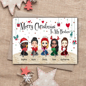 Merry Christmas To My Besties, Custom Appearances And Names - Personalized Christmas Card, Christmas Gift