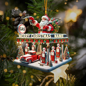 Gas Station Merry Christmas Ornament, Personalized Ornament