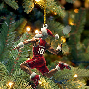 Custom Badminton Santa Ornament, Personalized Ornament