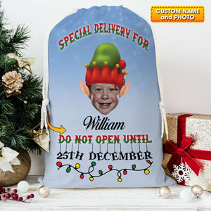 Special Christmas Delivery For Kid Custom Photo And Text, Personalized String Bag, Christmas Gift