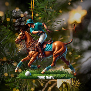 Polo Player Decor Christmas Ornament, Personalized Ornament