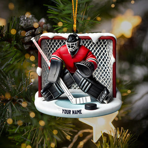 Hockey Goal Keeper Christmas Ornament, Personalized Ornament