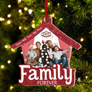 Family Forever, Custom Photo And Name - Personalized Custom Shaped Wooden Ornament - Gift For Family