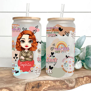 Personalized Glass Bottle, Frosted Bottle - Design & name can be changed - Gift for Teachers