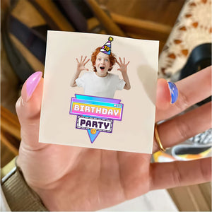 Birthday Rainbow Color, Custom Photo And Text Temporary Tattoo, Personalized Tattoo, Fake Tattoo