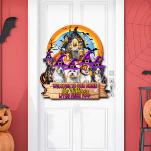 Welcome To Pets Home - Personalized Wooden Door Sign - Halloween For Pets - Halloween Gift