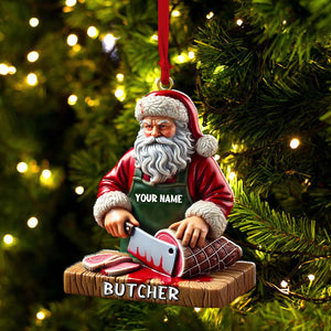 Custom Santa Butcher Ornament, Personalized Ornament