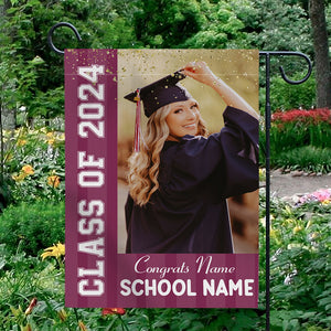 Congrats Class Of 2024 - Custom Photo And Texts Graduation Flag - Graduation Gift