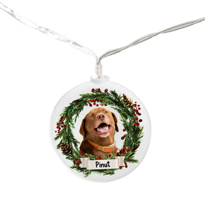 Merry Christmas - Custom Photo And Name, Personalized Round Plastic Led String Light - Gift For Christmas, Gift For Family, Gift For Pet Lover