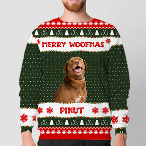 Merry Woofmas - Custom Photo And Name - Personalized Woolen Sweater - Family Gift, Gift For Pet Lover, Christmas Gift