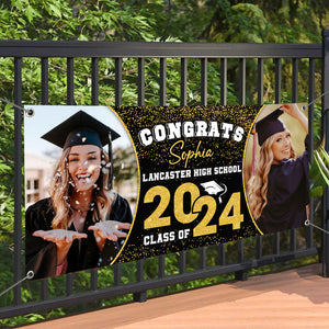 Congrats Class Of 2024 - Personalized Photo And Name Graduated Banner, Decoration Gifts