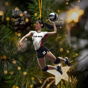 Volleyball Woman Decor Christmas Ornament, Personalized Ornament